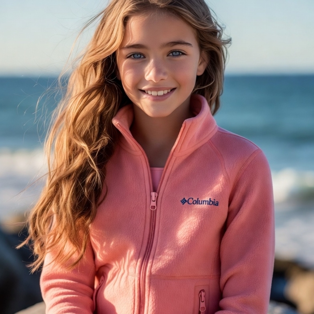 Columbia Coral Pink Full‑Zip Fleece Jacket